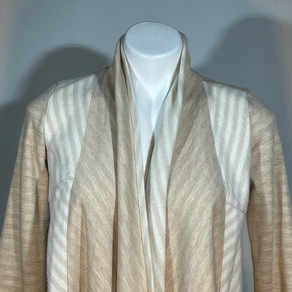 Anthropologie Saturday Sunday Beige Elise Fringe Sweater Cardigan asymmetrical - Picture 6 of 15